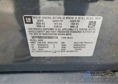 2014 Cadillac Srx Luxury Collection из США, поврежденный, VIN 3GYFNEE3XES663114